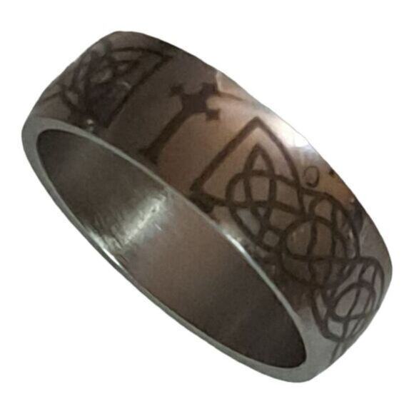 Stainless steel cross with Celtic design band size 12 - Picture 3 of 3